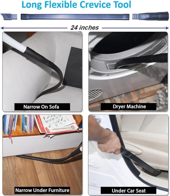Household Cleaning Kit Attachments Vacuum Cleaner Accessories Universal Vacuum Hose Adapters Flexible Crevice Tool for Dryer Lint Vent Trap Cleaner