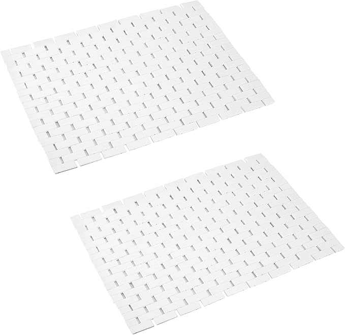 Bath Mat Bathroom Rugs Floor Wood Shower Bathtub Waterproof Non Slip Grey Accessories 16x24 Inch Easy to Clean, 3 pcs