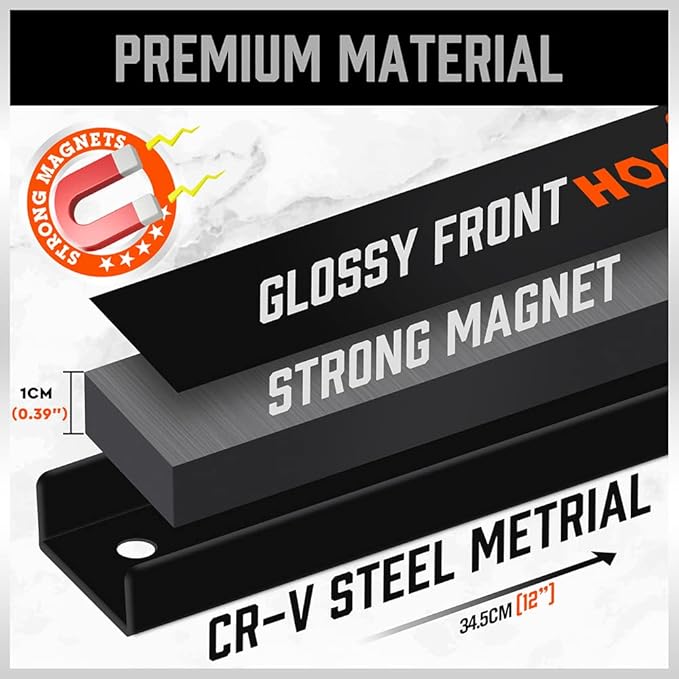 HORUSDY 12" Magnetic Tool Holder Strip, 4-Pack Tool Magnet Bar for Garage Organization, Shop Organization, Mounting Screws Included