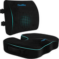 CloudBliss Lumbar Support Pillow & Seat Cushion Set for Office Chair, Desk Chair, Wheelchair & Car – Memory Foam Back Support, Ergonomic Chair Cushions, Sciatica Pain Relief, Home Essentials, Black