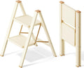 SOLADDER 2 Step Ladder, Anti-Slip and Lightweight Foldable Step Stool for Adults to Use in Kitchen, Closet and Library, 300lbs(Cream Chocalate)