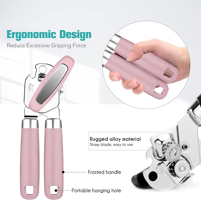 Can Opener,Professional 3-In-1 Multifunctional Manual Can Openers Bottle Opener,Kitchen Durable Stainless Steel Heavy Duty Can Opener Smooth Edge for Kitchen Seniors Friendly