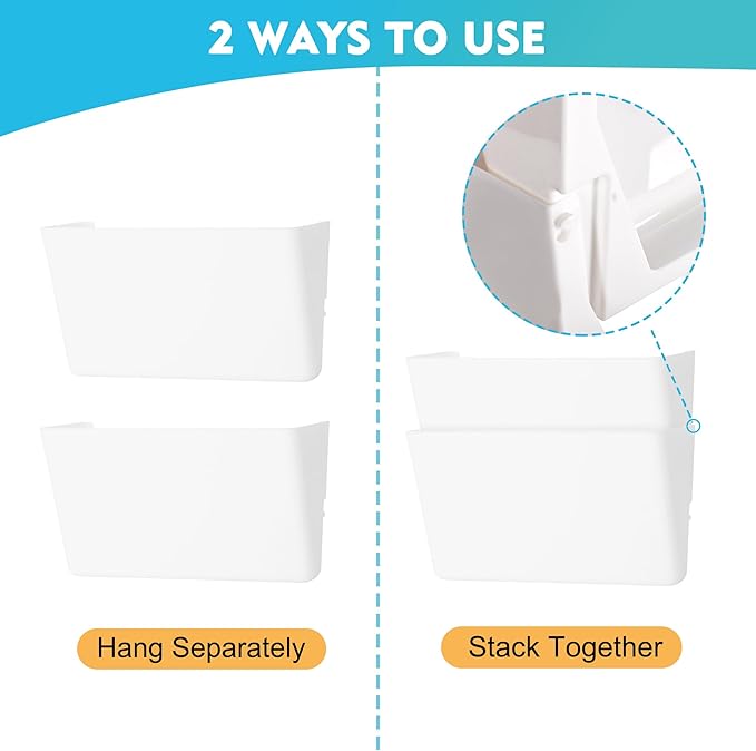 EASEPRES 3 Pack White Plastic Single Pocket Hanging File Organizer, Wall Mount Paper Mails Magazines Holder, Mounted Folder Bins for Office School and Home, 12.99x4.13x7.48 inches