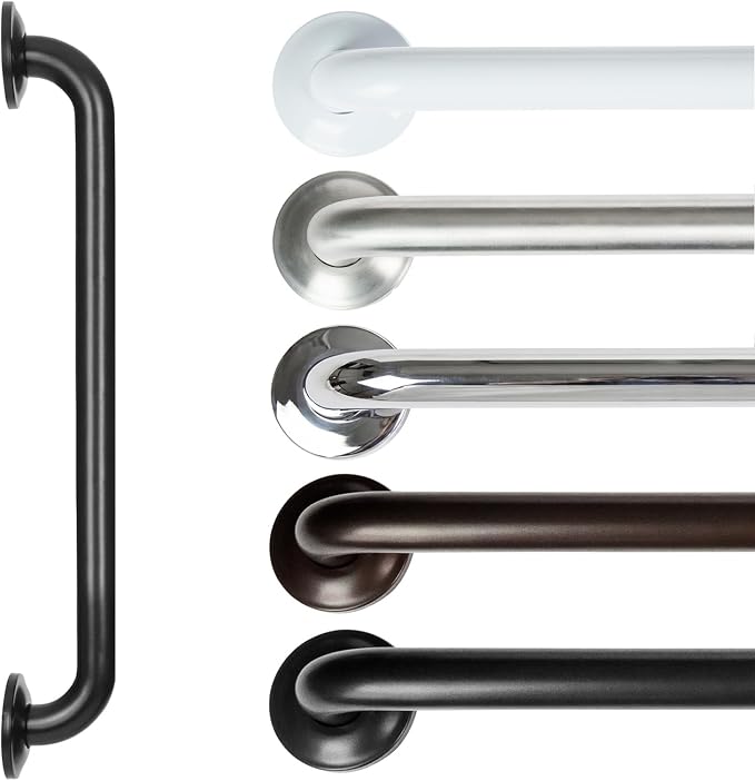 Vive Grab Bar for Showers - Bathroom Antislip Handrail for Seniors, Elderly Assistance Product, Heavy Duty Shower Handles, Handicap Grab Bars, Stainless Steel, Multipurpose, 440 lbs (Black)