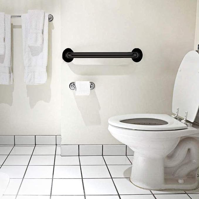 2 Pack 24 Inch Black Shower Grab Bar, iMomwee Stainless Steel Bathroom Grab Bar Handle, Bathroom Shower Balance Bar,Safety Hand Rail Support,Handicap Elderly Senior Assist Bath Handle(1.25" Diameter)