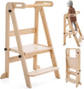 Foldable Toddler Tower - Kitchen Step Stool Helper for Kids 1-6 Years, Montessori Toddler Standing Tower with 3 Adjustable Height for Kitchen Counter Bathroom