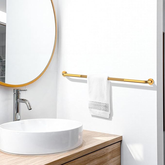 48 Inch Anti Slip Shower Grab Bar, Munzong Bathroom Grab Bar for Wall, Gold Knurled Handicap Balance Bar,Safety Hand Rail Support Elderly Senior Assist Bath Handle