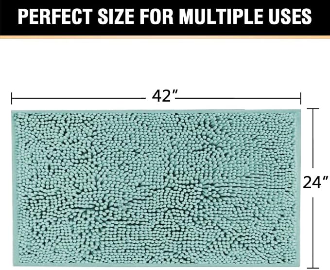 H.VERSAILTEX Microfiber Bath Rugs Chenille Floor Mat Ultra Soft Washable Bathroom Dry Fast Water Absorbent Bedroom Area Rugs, 24 x 42 - Inch, Eggshell Blue