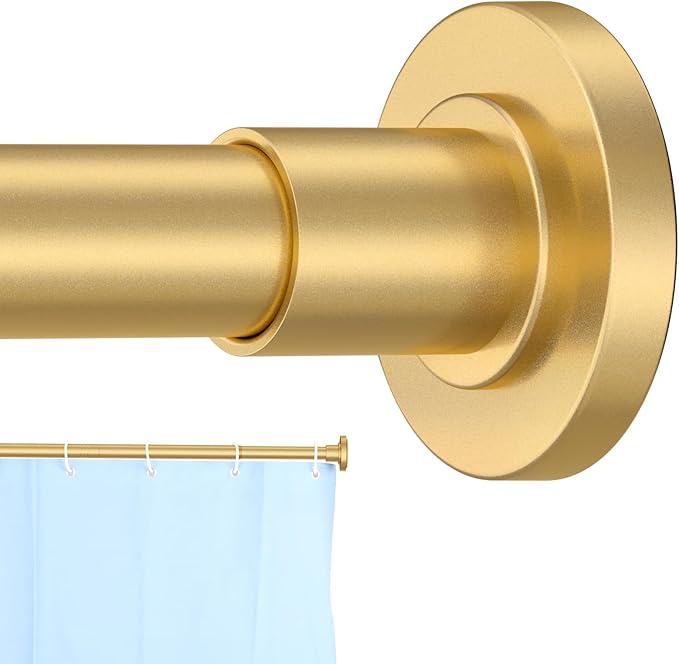 CorkLatta Gold Shower Curtain Rod 31 to 68 Inch,1 Inch Diameter Adjustable Spring Tension Stainless Steel Telescoping Rod,Easy Install,No Rust