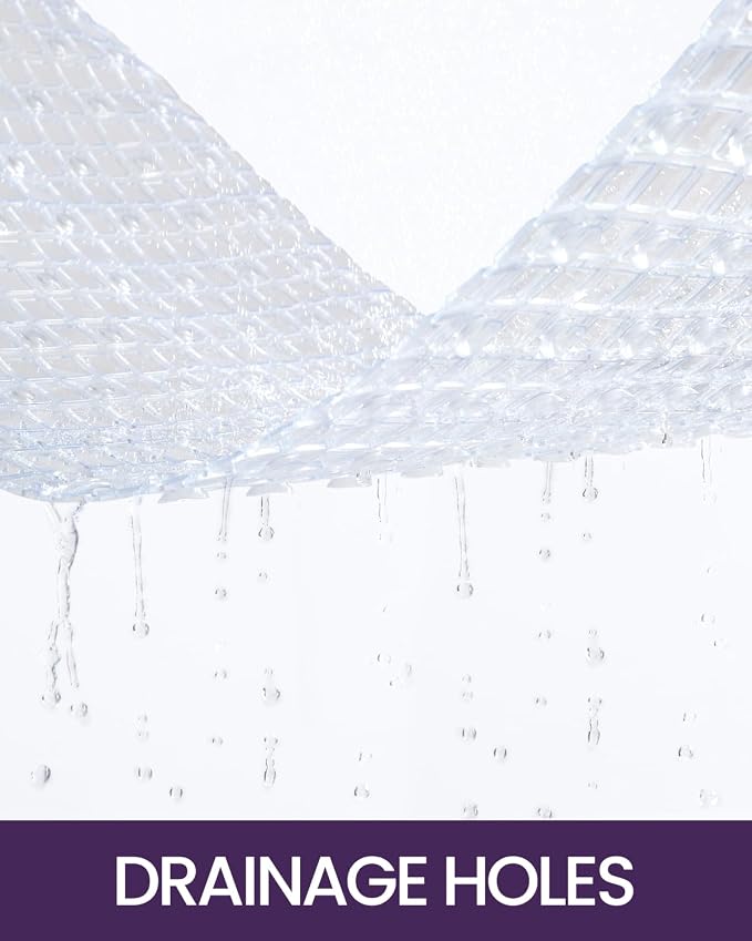 DEXI Bathtub Mat Non Slip, Extra Long 39x16, Suction Cups, Drain Holes, Machine Washable for Tub Shower Floor, Clear