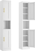 Ckzbx Tall Narrow Storage Cabinet 66.93" H Tall Bathroom Cabinets Metal Pantry Cabinet, 4 Adjustable Shelves for Kitchen, Home Office, Living Room, Dinning Room (12 inches Wide White)
