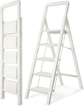 Step Ladder 5-Step White Finish Aluminum Folding Ladders