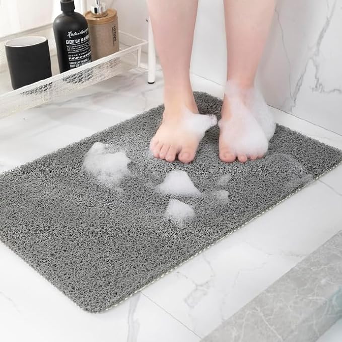Hargiis Non-Slip Bathtub Mat, Anti Slip Shower Mat, Fast Drying Bathtub Mats, Foot Scrubber Mat, Anti Slip Mat for Tub, Floor, Bathroom, Kitchen, Home, Hotel (Grey 36"×24")