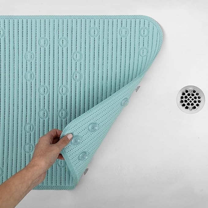 Duck Brand Clorox Bath Mat for Tubs, Non Slip Bathtub Mat with Suction Cups, 17 Inches x 36 Inches, Sky Blue, 2 Pack