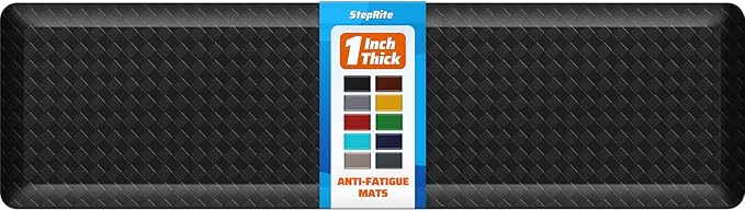 StepRite 1” Thick Kitchen Mats for Floor, Anti Fatigue Kitchen Rugs, Non-Slip,Heavy Duty Water Resistant Kitchen Rug, Standing Desk Mat for Friends, Family, Home, Kitchen, Office (72" x 20", Black)