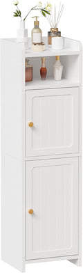BEWISHOME Small Bathroom Cabinet, Bathroom Storage Cabinet with Adjustable Shelves & 2 Doors, Narrow Toilet Paper Cabinets, 7.9" D x 9.8" W x 31.5" H, for Small Spaces, White YYG13W