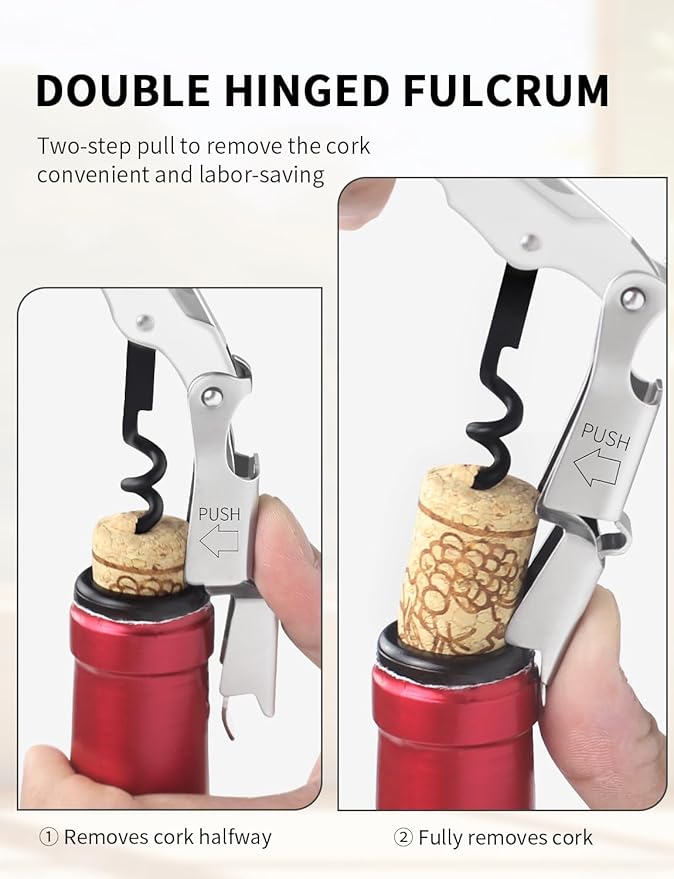 CORKAS Wine Key - 2Pack Handcrafted Professional Waiters Corkscrew, Compact Heavy Duty Wine Opener with Double Hinged, Foil Cutter and Bottle Opener, Birthday Gifts for Severs, Sommelier, Bartenders