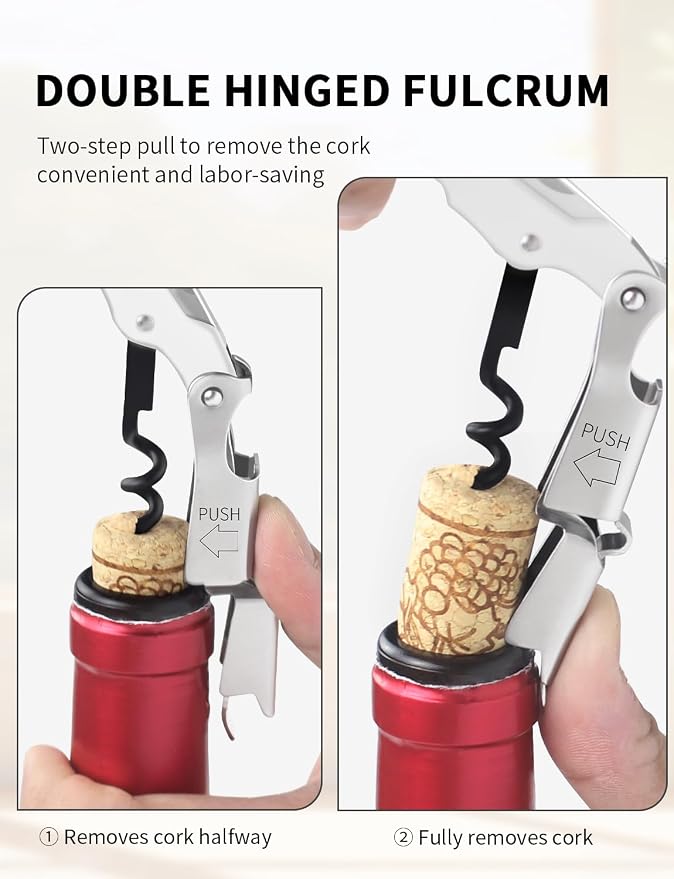 CORKAS Wine Key - Professional Handcrafted Heavy Duty Waiter Corkscrew, Compact Wine Opener with Double Hinged, Foil Cutter and Bottle Opener, Gifts for Servers, Sommelier, Bartenders - White