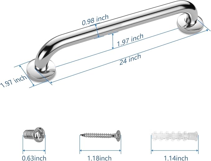 Gotega Shower Grab Bar 2 Pack, Stainless Steel Bathroom Grab Bar Shower Bath Handle Grab Bars for Bathtub Showers 24 Inch