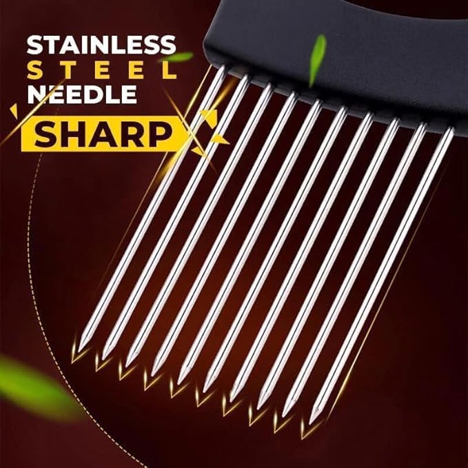 Stainless Steel Onion Slice Holder, Lemon Slicer Vegetable Cutter, Chopper Slicing Assistant Tool for Meat, Onion, Potato, Tomato Home Kitchen Tools (C-1 PCS)