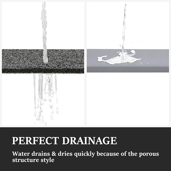 LuxStep Shower Mat Bathtub Mat,24x16 inch, Non-Slip Bath Mat with Drain, Quick Drying PVC Loofah Bathmat for Tub,Shower,Bathroom (Phthalate Free,Black)