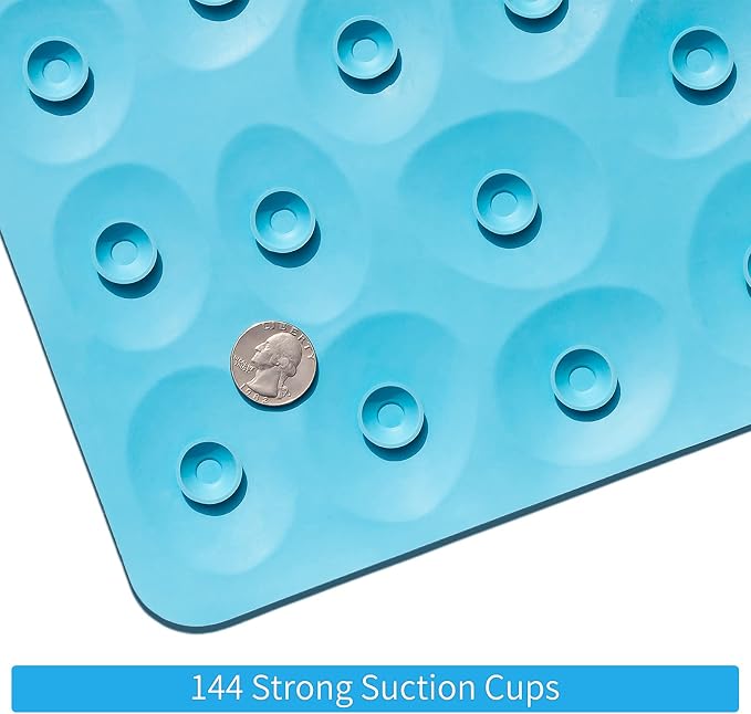 Non-Slip Bathtub Mat OTHWAY Soft Rubber Bathroom Bathmat with Strong Suction Cups (Blue)