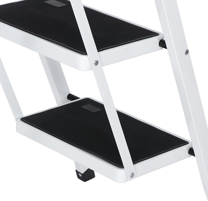 ZENY 4 Step Ladder, Folding Step Stool with Wide Anti-Slip Pedal, 330lbs Sturdy Steel Ladder for Adults, Portable Steel Step Stool for Home Kitchen Office