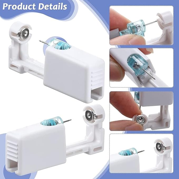 Nose Piercing Gun Kit - 6Pcs Self Nose Piercing Kit Unit Disposable Nose Piercing Gun Including 2Packs Noses Piercing Gun with 2Pcs Built-in Nose Studs and 2Pc Clean Tools for Nose Cartilage Tragus Helix Piercing Kit(Gold)