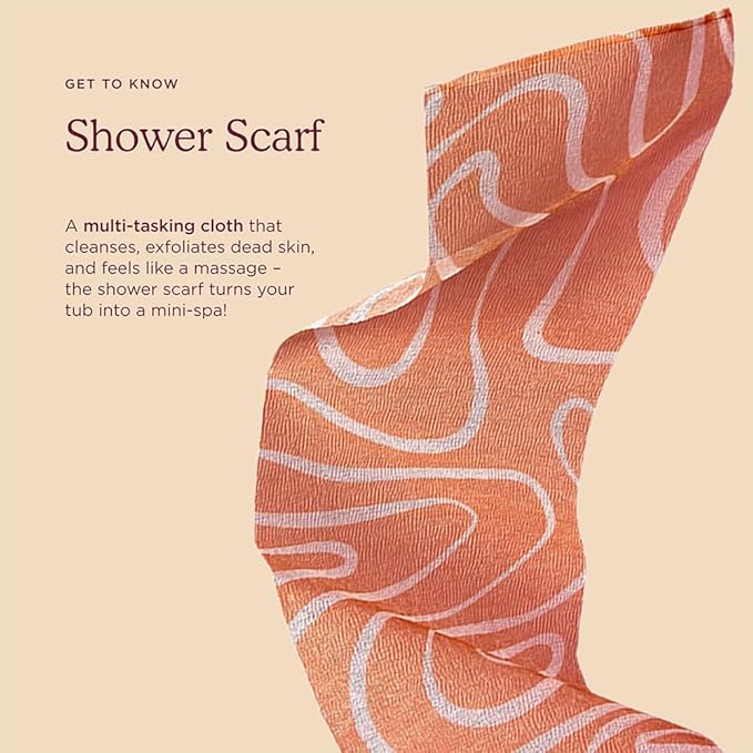 HANNI Extra-Long Shower Scarf, Japanese-Inspired Exfoliating Body Scrubber, Loofah-Like Wash Cloth for Dead Skin Removal (Pack of 2)