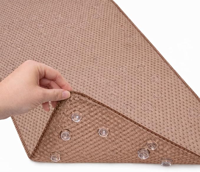 Bathtub Mat Non Slip, Bath Mat for Tub Non Slip, Tub Mat Extra Large 36 x 17 in, Bathtub Mat with Suction Cups & Drain Holes, Soft Foam, Machine Washable, Taupe