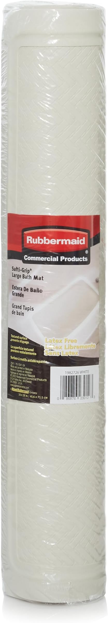 Rubbermaid Commercial Products Safti-Grip Bath Mat, Large, White, Suction-Backed, for Commercial/Residential Use for Home/Hotel/Shower/Bathtub (Pack of 12)
