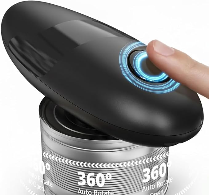CASAFOYER Electric Can Opener | Senior Friendly One-Touch Can Opener Device | Precise Cut with No Rough Edges | Battery-Powered Portable Design | Can Opener for People with Arthritis and Joint Pain
