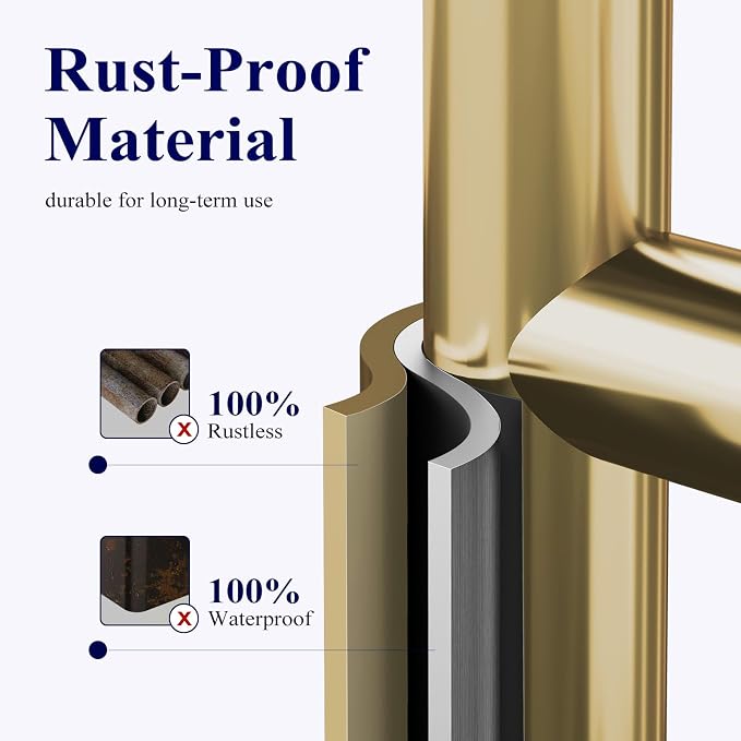 Kitsure Toilet Paper Holder Free Standing – Rustproof Metal Toilet Paper Stand for 4 Rolls with Anti-Slip Base and Shelf for Phone & Small Items, Bathroom Organizers and Storage, Medium, Chrome Gold