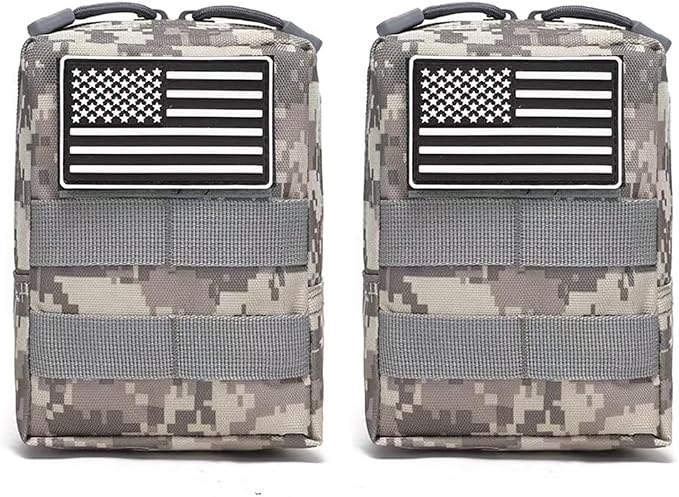 2 Pack Tactical Molle Pouches Small Molle Utility Pouch Small Tactical Accessory Bag Belt Pouches Vest Pouch Compact Water-Resistant EDC Pouch with Flag Patch
