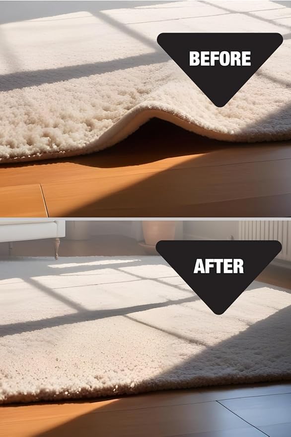 Four Rug Corner Grippers, Anti Slip Grips for Hardwood Floors, Laminate Flooring and Carpet - Hold Down Rugs and Runners to Protect Yourself and Family