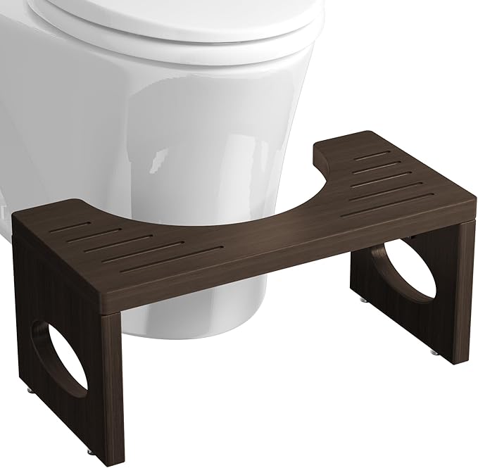 ROMGUAR CRAFT 7 Inch Bamboo Toilet Stool, Foldable Poop Stool, Bathroom Step Stool Squat (Brown)