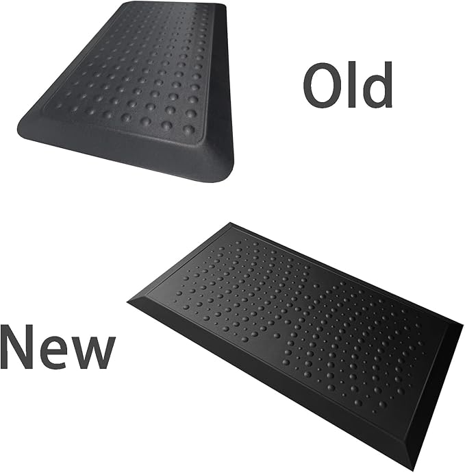 1" Extra Thick Anti Fatigue Kitchen Floor Mat Comfort Standing Mat 17'' x 30'', Office Standing Desk Mat, Kitchen Rug, Massage Points Comfort Mat, 140D high Density PU Foam (Black)