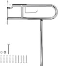 Handicap Grab Bar,23.6 Inch Stainless Steel 1.25" Diameter Toilet Safety Rails for Bathroom with Paper Holder, Anti-Slip Flip-Up Support Rail for Seniors Elderly