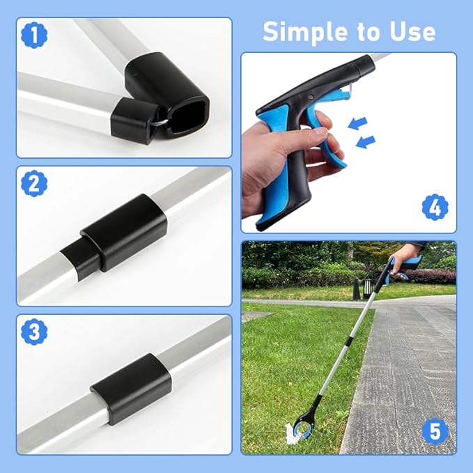 32" Grabber Reacher Tool, Foldable Reacher Grabber Pickup Tool with 360° Rotating Jaw & Magnet, Heavy Duty Pick Up Stick Grabbers for Seniors, Lightweight Grabbers