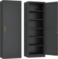 Ckzbx Metal Locker Tall Narrow Storage Cabinet, 67" H Locking Tool File Cabinets Snack Locker Organizer for School Classroom,Bedroom,Gym Home Office,Entryway and Hallway (20" W 1Door Black)