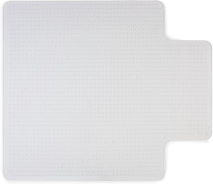 Staples Office Chair Mat, Clear Floor Mats with Lip, Low-Pile Carpets, Extended Under-Desk Coverage, 53 x 45 Inch, Smooth Glide