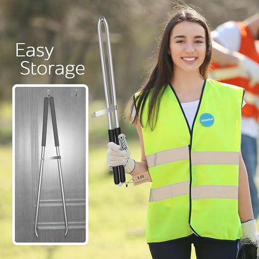 EJG 36" Long Trash & Garbage Picker Grabber, Lightweight Aluminium & Rustproof, Litter Pick Up Stick, Trash Tong, Reaching Assist Tool, Reacher Tool for Elderly, Garden Nabber Plogging (Black)