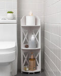 J JINXIAMU Corner Shelf Stand, Storage Organizer Great for Bathroom, Corner Shelf Perfect for Small Space,Waterproof Stand Also Use for Toilet Paper Stand,White
