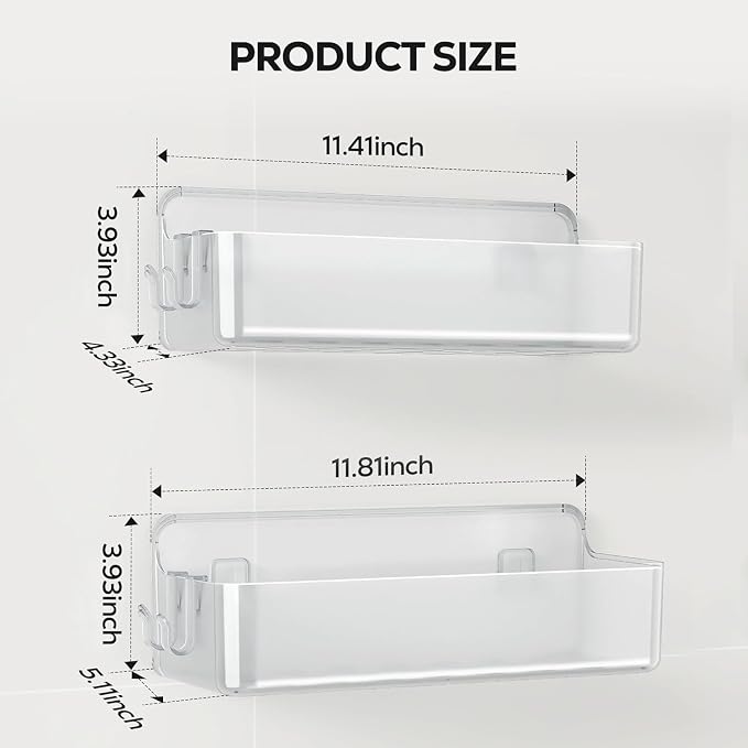 Nieifi Adhesive Wall Shelf, Shower Shelves, Shower Organizer for Bathroom Organization (A-Clear, 2 pieces)