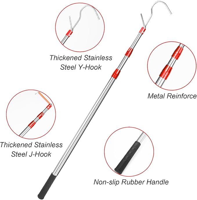 TOKPELA Cargo Grabber Reach Retriever Tool, Truck Cargo Grabber, 6.3FT Telescoping Pull Pole with 2 Hook, Grabber Reach Tool for Pickup Truck Bed, Heavy Duty Truck Accessories