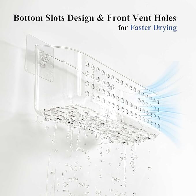 Bath Toy Storage 2 Packs, Large Bath Toy Holder, Quick Dry Bathtub Toys Organizer, Shower Caddy Shower Organizer for Bathroom Storage, No Drill Shelves Basket, Drainable, Clear White