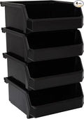 ReadySpace Plastic Containers for Organizing and Storage Bins for Drawers, Desks, Office Organization, and Garage, Stackable Bins, Medium-Wide (5" x 11" x 11"), 4-Pack, Black