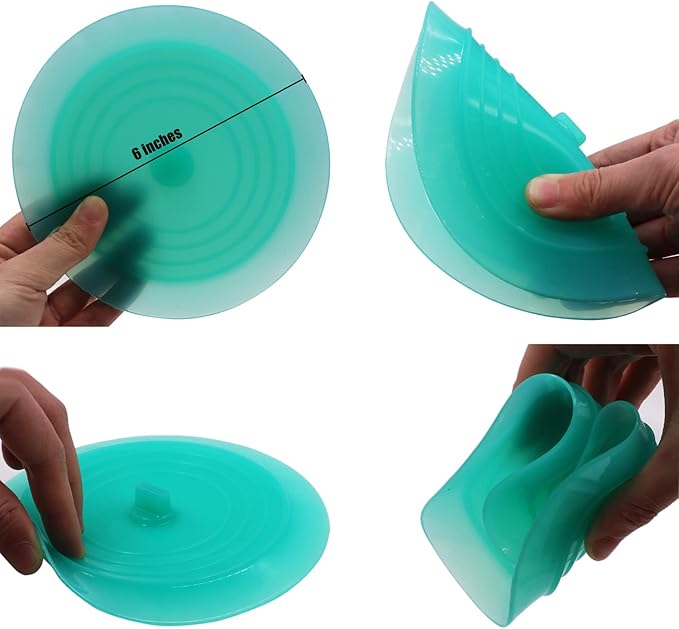 V-TOP Tub Stopper 2 Pack, 6 inches Large Silicone Drain Plug Hair Stopper Flat Suction Cover for Kitchen Bathroom Gadgets and Accessories (Green Transparent)