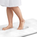 Memory Foam Bath Mat Non Slip Absorbent Super Cozy Velvet Bathroom Rug Carpet (24 inches X 48 inches, White)