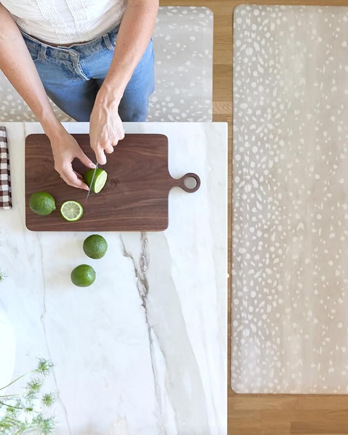 House of Noa Nama Standing Mat – Anti-Fatigue Kitchen Mats for Floor, Cushioned & Non-Slip Kitchen Comfort Mat for Standing, Thick Foam Anti-Fatigue Mat for Kitchen & Workspaces, Fawn Shea 22" x 54"